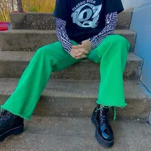 Japanese brand Y2K Emo Jeans Pria green