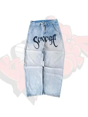 Streetwear Y2K Jeans Pria blue