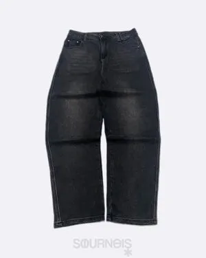 Japanese brand Vintage Streetwear Boyfriend jeans Wanita black gray