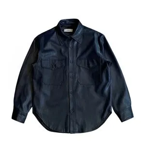 Howell heavyweight faux leather ls overshirt dark navy outer