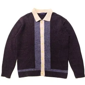 Made in USA Vintage Casual Cardigan Pria purple cream