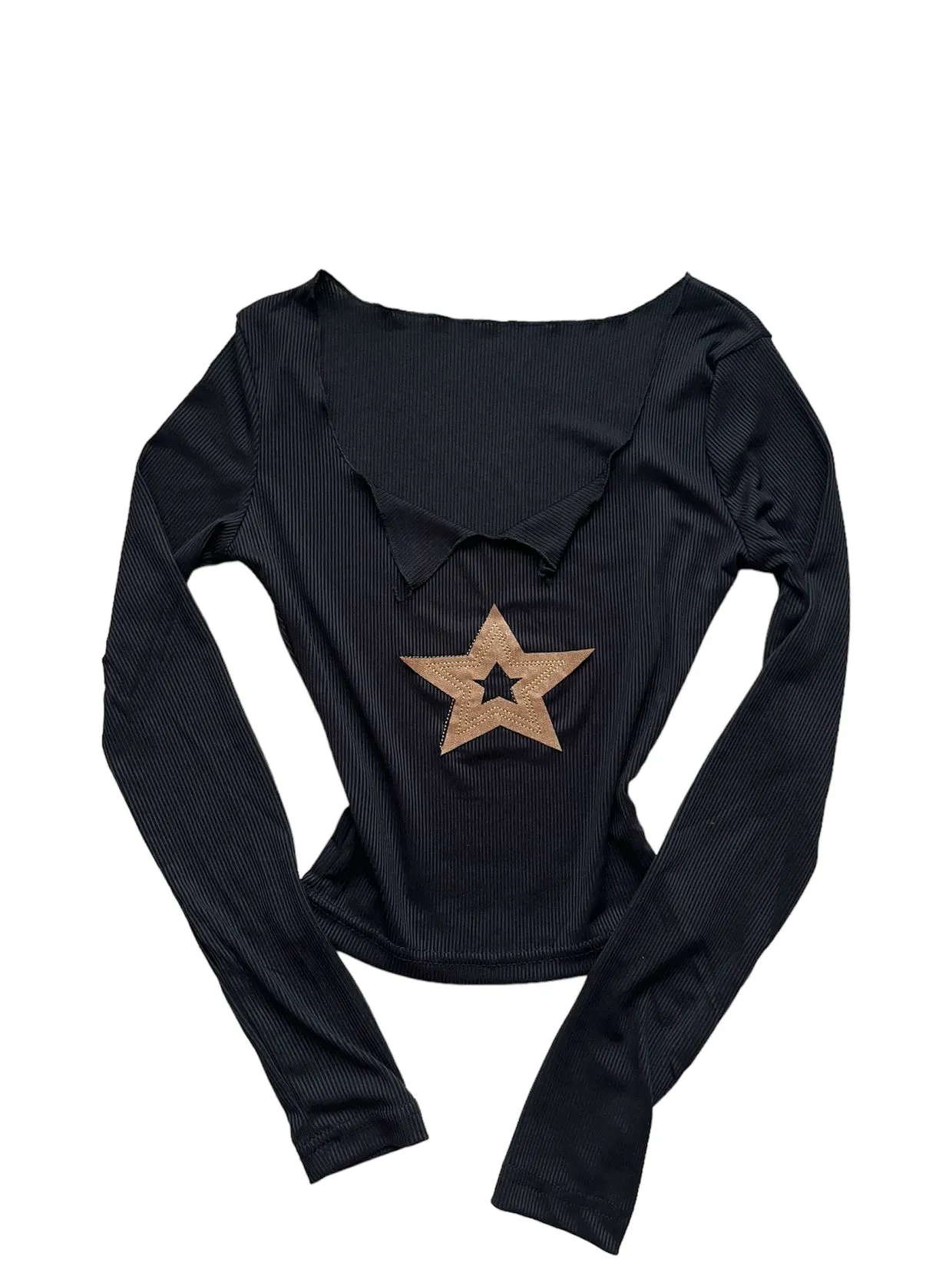 Grunge Coquette Shirt Wanita tan black