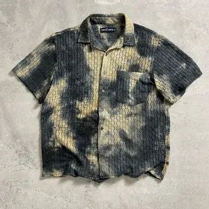 Trip LE Sens Tie-dye crochet half shirt_NAVY