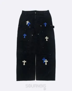 Baggy jeans carpenter double knee crosses pattern CH