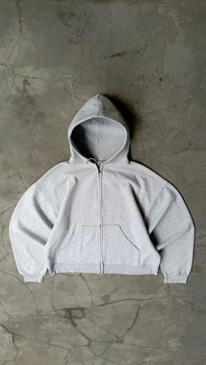 00's Vintage Gray Zip Up Boxy Hoodie