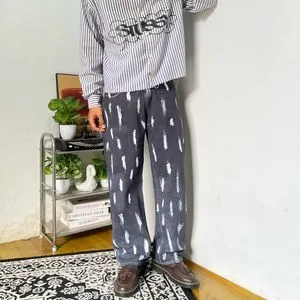 Unique y2k baggy charcoal loose fit made in Japan