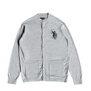 US POLO ASSN full button knitted cardigan light misty grey