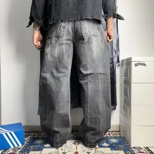 (Size 31) Vintage Spark Fading Wide Baggy Dark Jeans