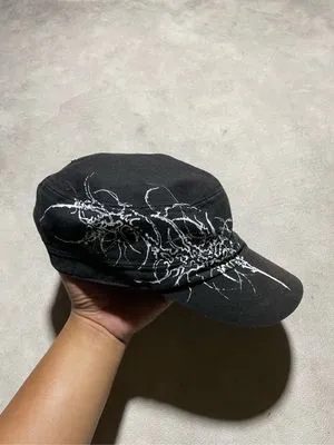 Y2k Comando Cap with Cybersigilism Emo Goth Grunge Art