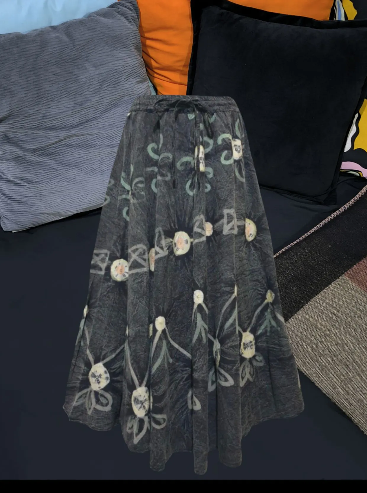 Vintage Maxi skirt Wanita multicolor gray