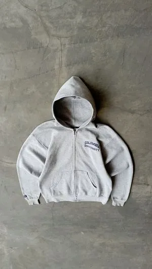 90's Vintage Jansport Heather Gray Zip Up Hoodie Boxy