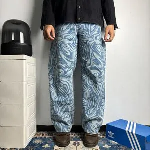 Y2K Waving Pattern Twist Tie Dye Denim Baggy Jeans size 29