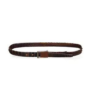 Number (N)ine crocodile textured leather belt brown ikat pin