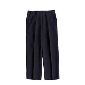 Basic Japanese active waist trousers dark mid navy regular s