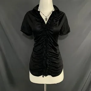 TAKA JAPANESE Y2K RUFFLE FITTED SHIRT