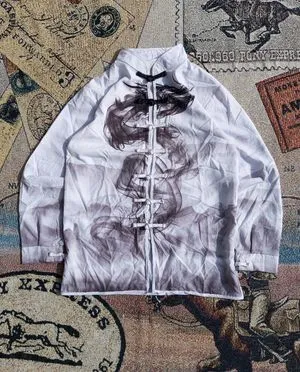 y2k tradisional shirt dragon