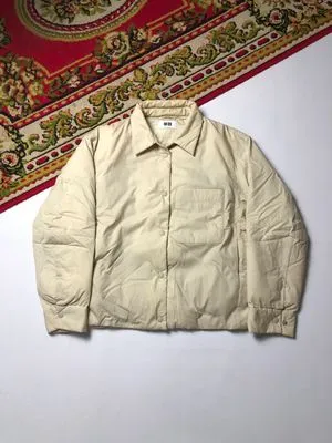 Uniqlo Vintage Sportswear Bomber jacket Pria cream