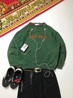 Boxy Sweaters Troy Bros Vintage Green, Brand Troy Bros
