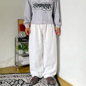 White denim baggy jeans made in USA