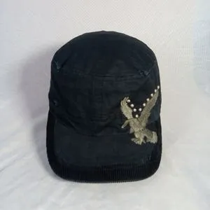 Topi Commando Eagle Motif Corduroy Built Up