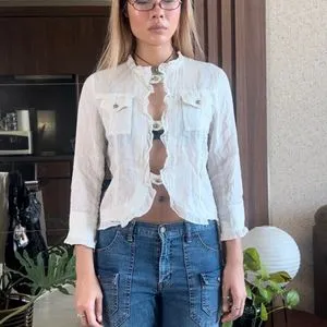 Cottagecore Lolita Blouse Wanita white