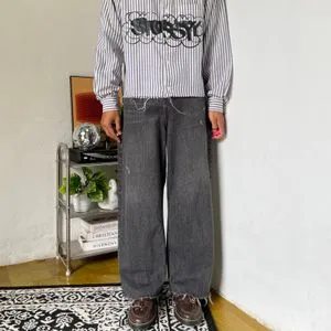 Baggy jeans black faded made in Korea