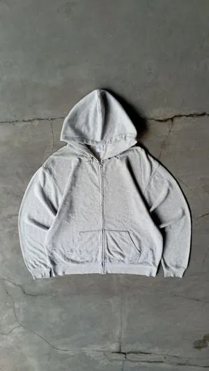 2000's Zipper Hoodie Gray Blank Boxy