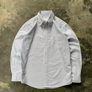 Uniqlo Oxford Striped Long Sleeve Shirt White Grey