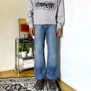 low waist blue washed jeans straight fit