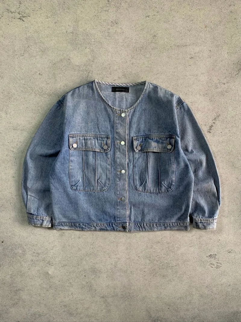 DENIM OUTER COLLARLESS BIG POCKET COIINCOS photo 1