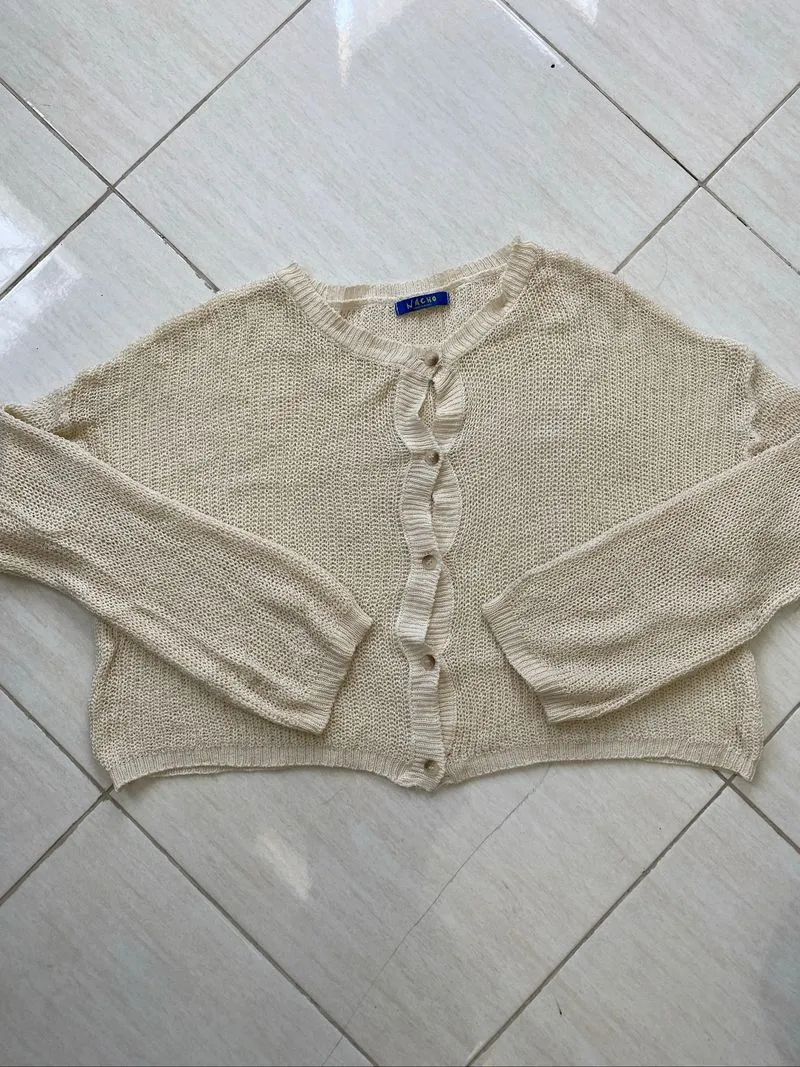 cardigan crop jaring photo 1