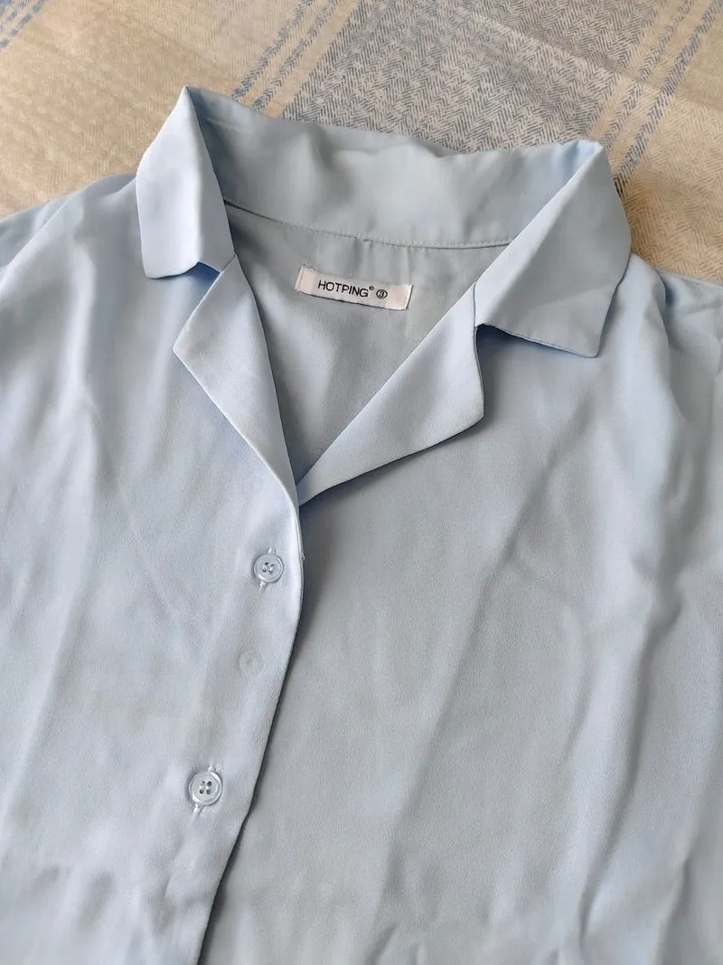Kemeja Chiffon Baby Blue ld besar | lengan panjang photo 1