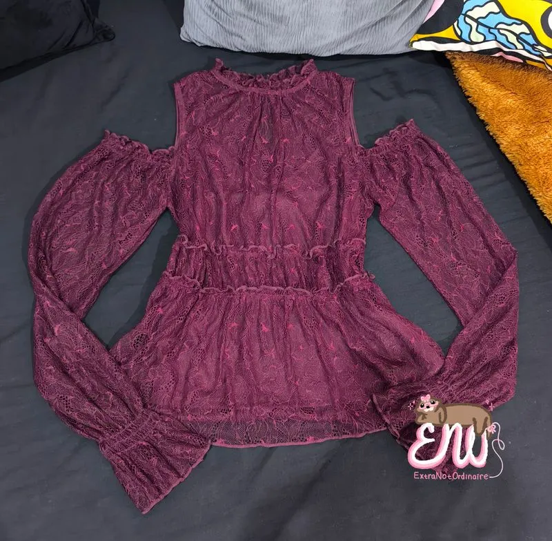 Forever 21 Vintage Blouse Wanita burgundy photo 1