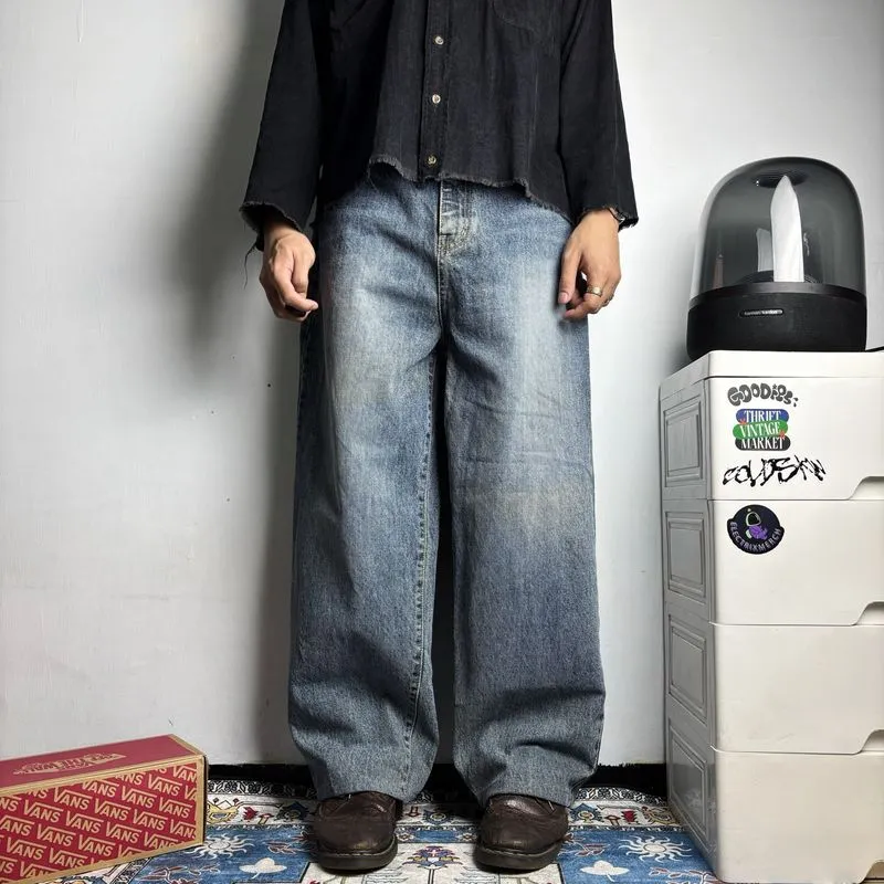 (Size 30) Japanese Dark Retro Curved Baggy Jeans photo 1