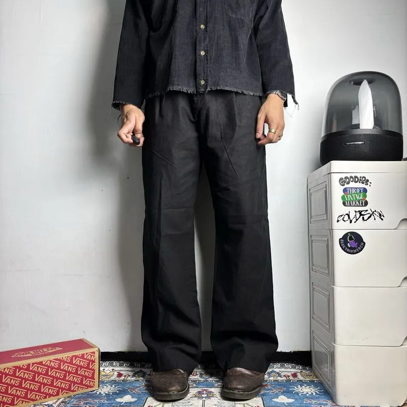 (Size 31/32) Men’s Japan Black Solid Loose Workpants photo 1