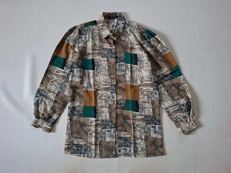 KEMEJA VINTAGE MOTIF FULL PRINT ORIGINAL 100% photo 1