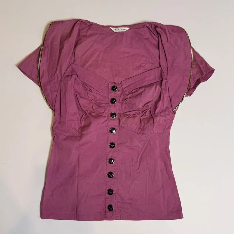 X t.r.e.n.d Zipper Collar Bustier Napoleon Y2k Top photo 1