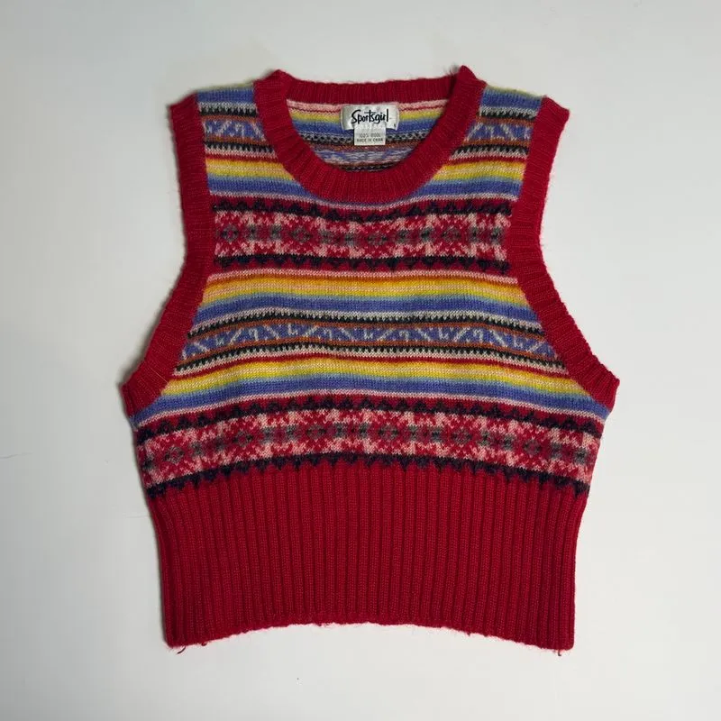 Sportsgirl Australia Vintage Red Wool Patterned Vest Top photo 1