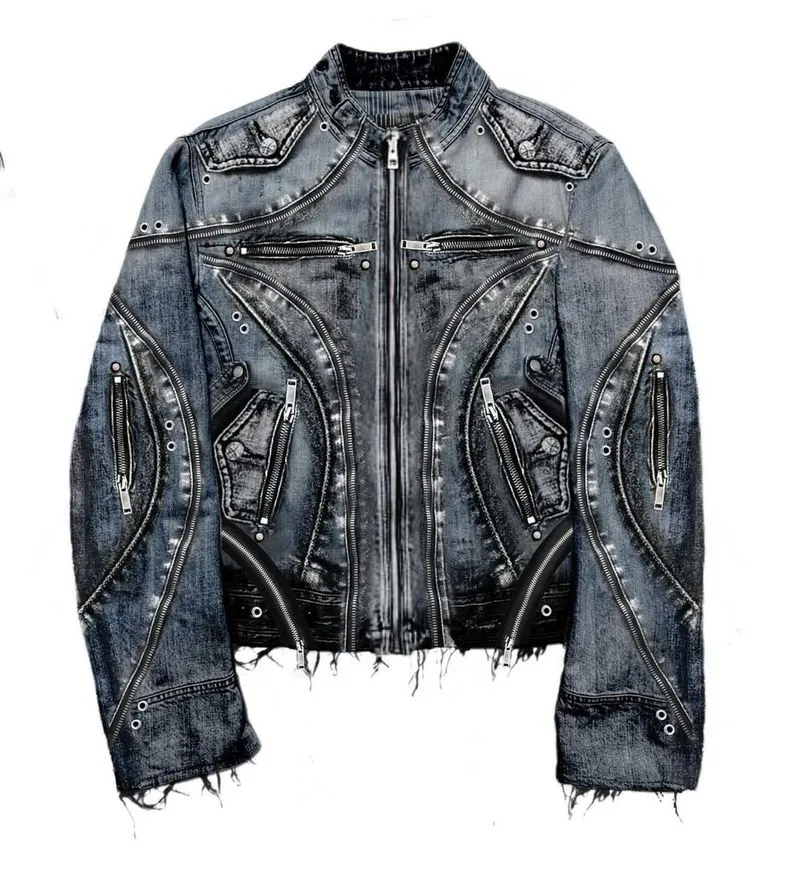 insain.worldwide - 'Vake' Pigmented Denim Moto Jacket photo 1