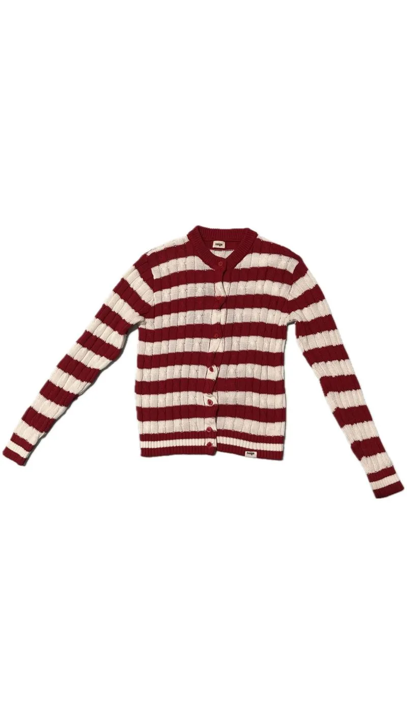 Red White Cardigan Stripe  photo 1
