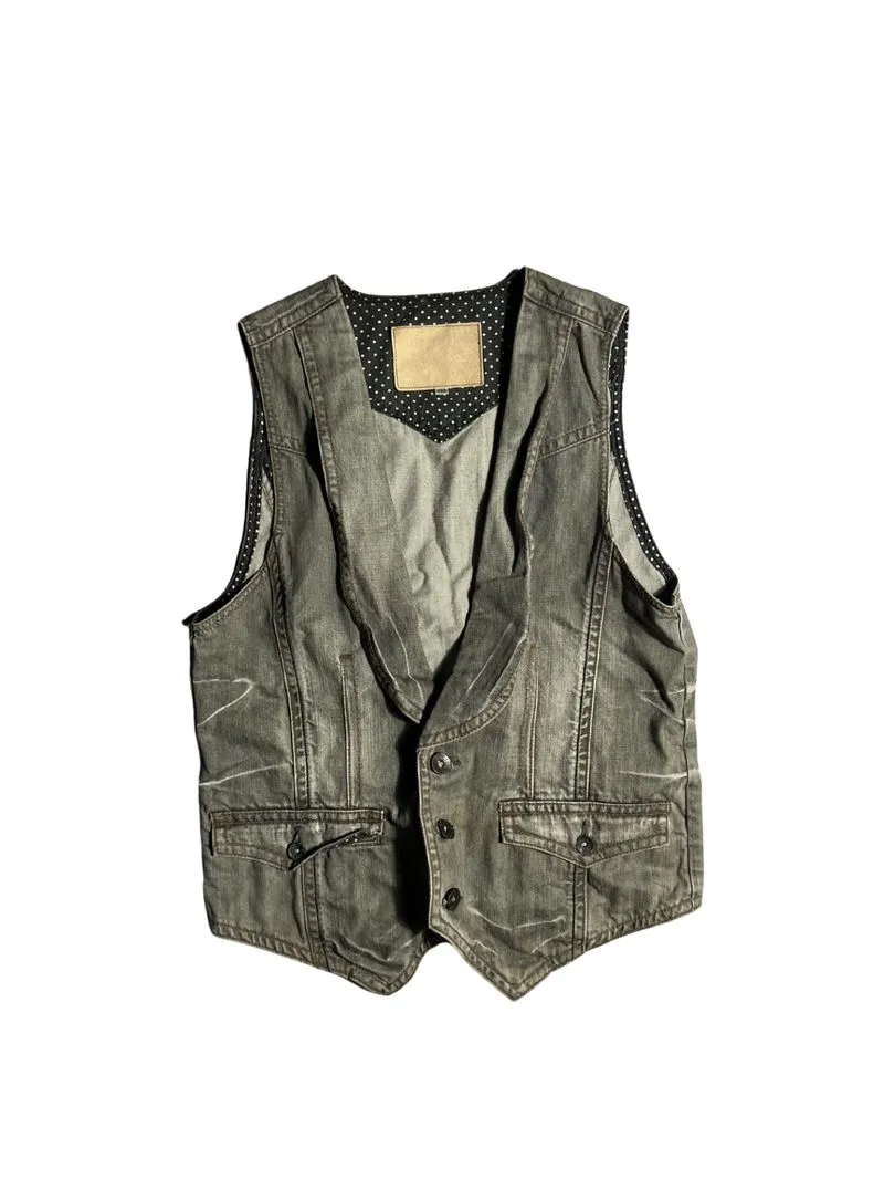 Vintage Distressed Denim Vest photo 1