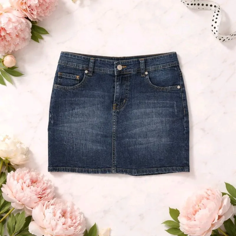 PRELOVED HUSH PUPPIES DARK BLUE DENIM JEANS SKIRT  photo 1