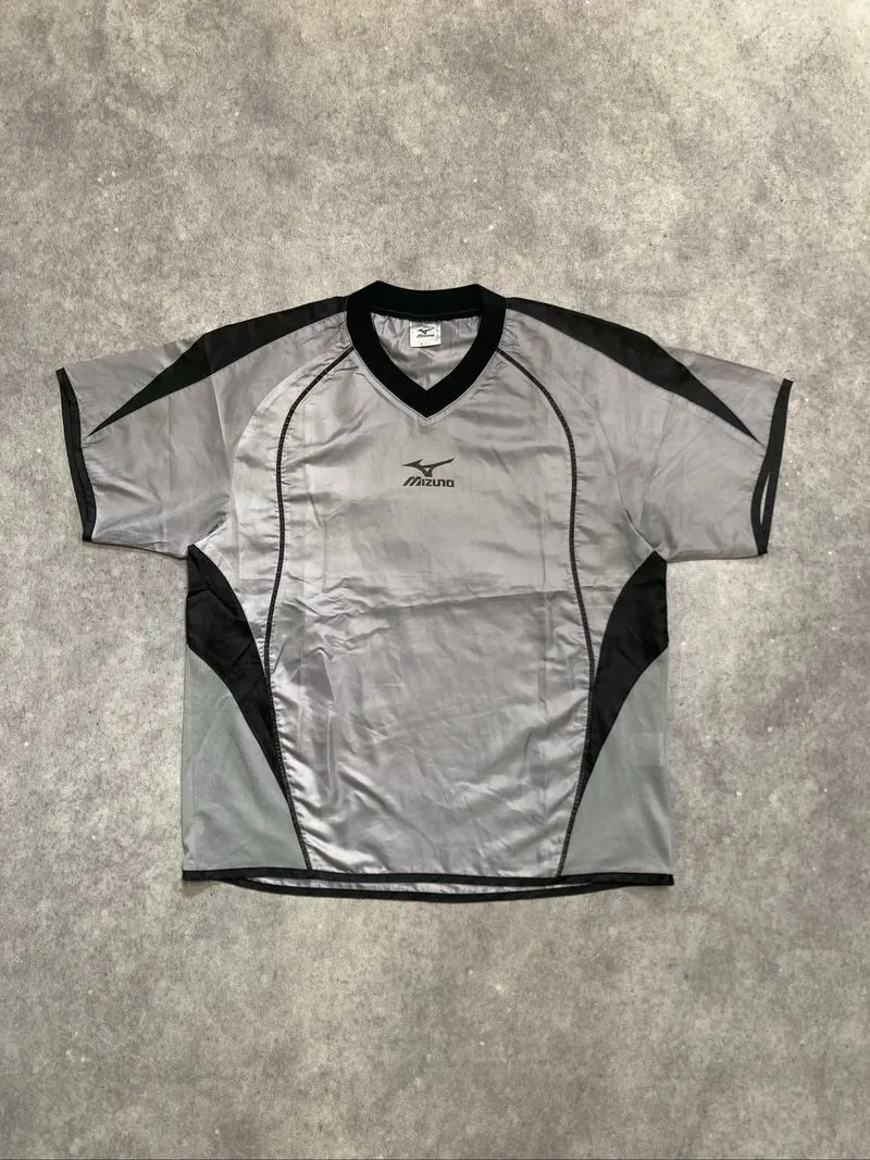 Vintage Mizuno Center Logo Jersey Grey ⚓️ photo 1