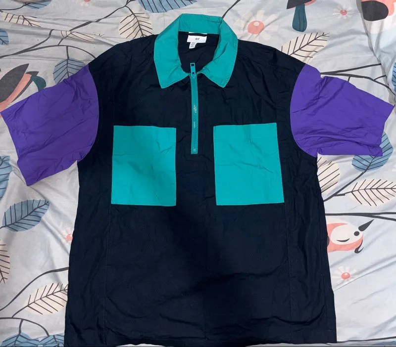 H&M Men Loose fit half zip polo shirt photo 1