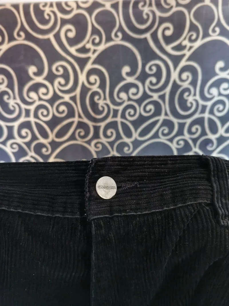 Carhartt WIP Simple Pants Corduroy rinsed black bagy fit photo 1