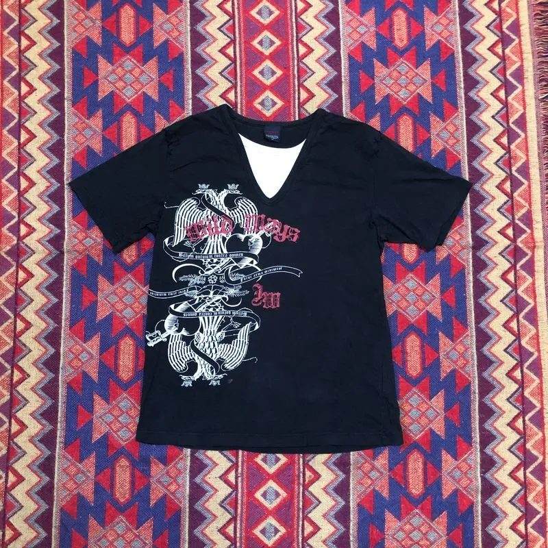 Y2k goth intercrew duouble layered t shirt photo 1