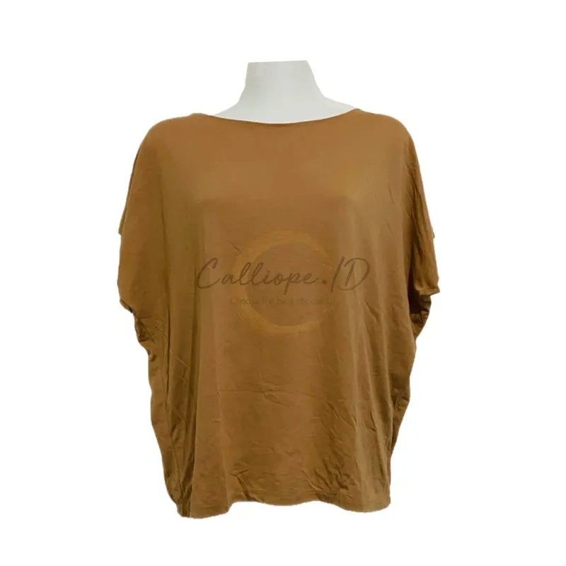 Uniqlo Minimalist Casual T-shirt Wanita brown photo 1