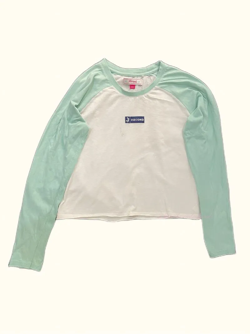 3 second raglan long sleeve crop top photo 1