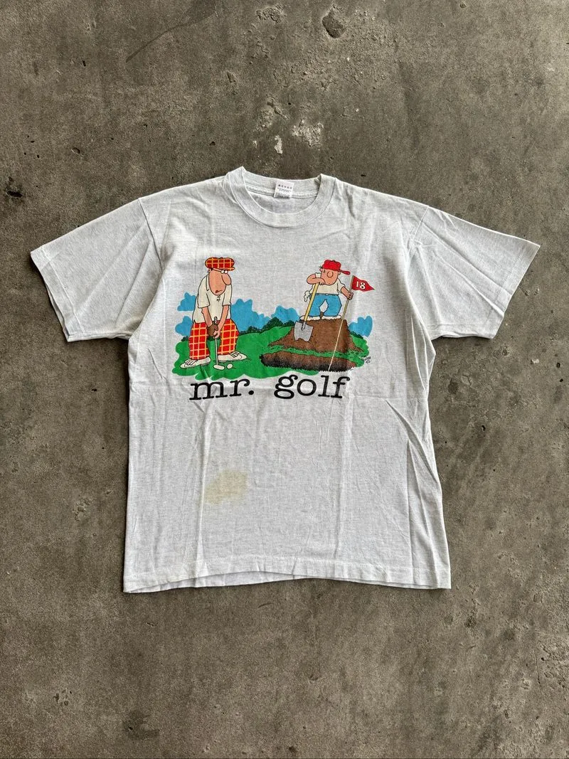 Vintage 90’s Mr.Golf Comic Art Humour Tee photo 1