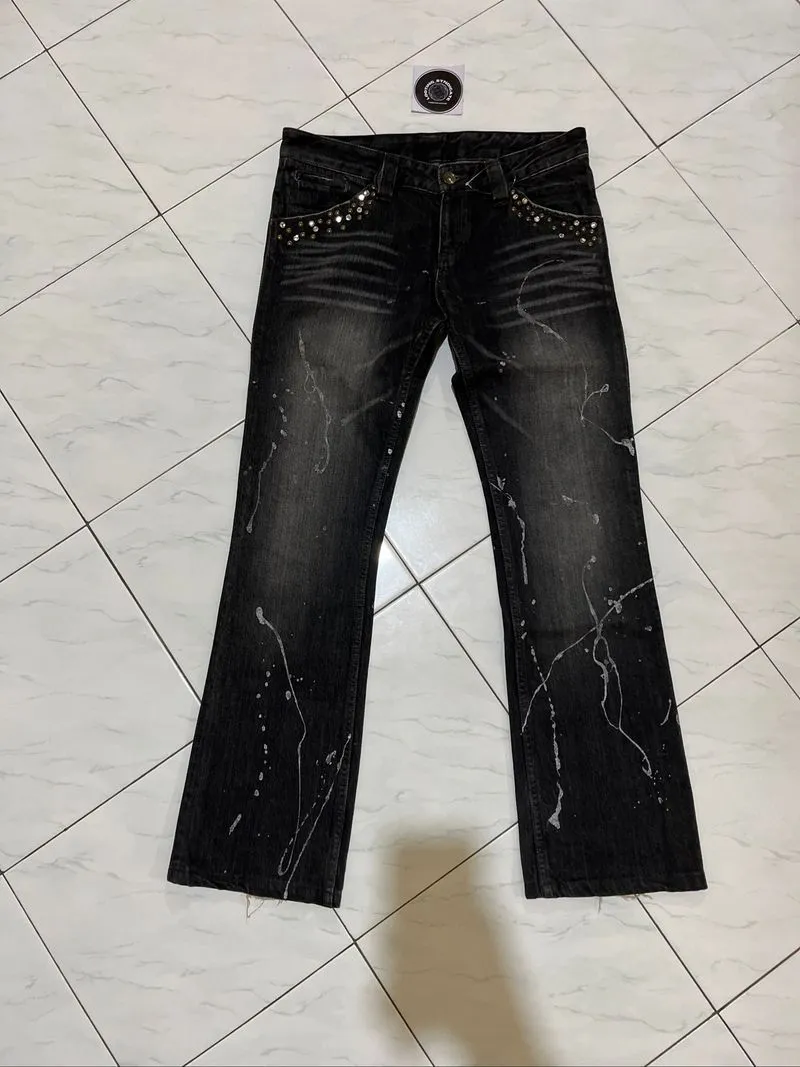 Semantic Design Splash Painter & Crystal Studded Flare Pants photo 1